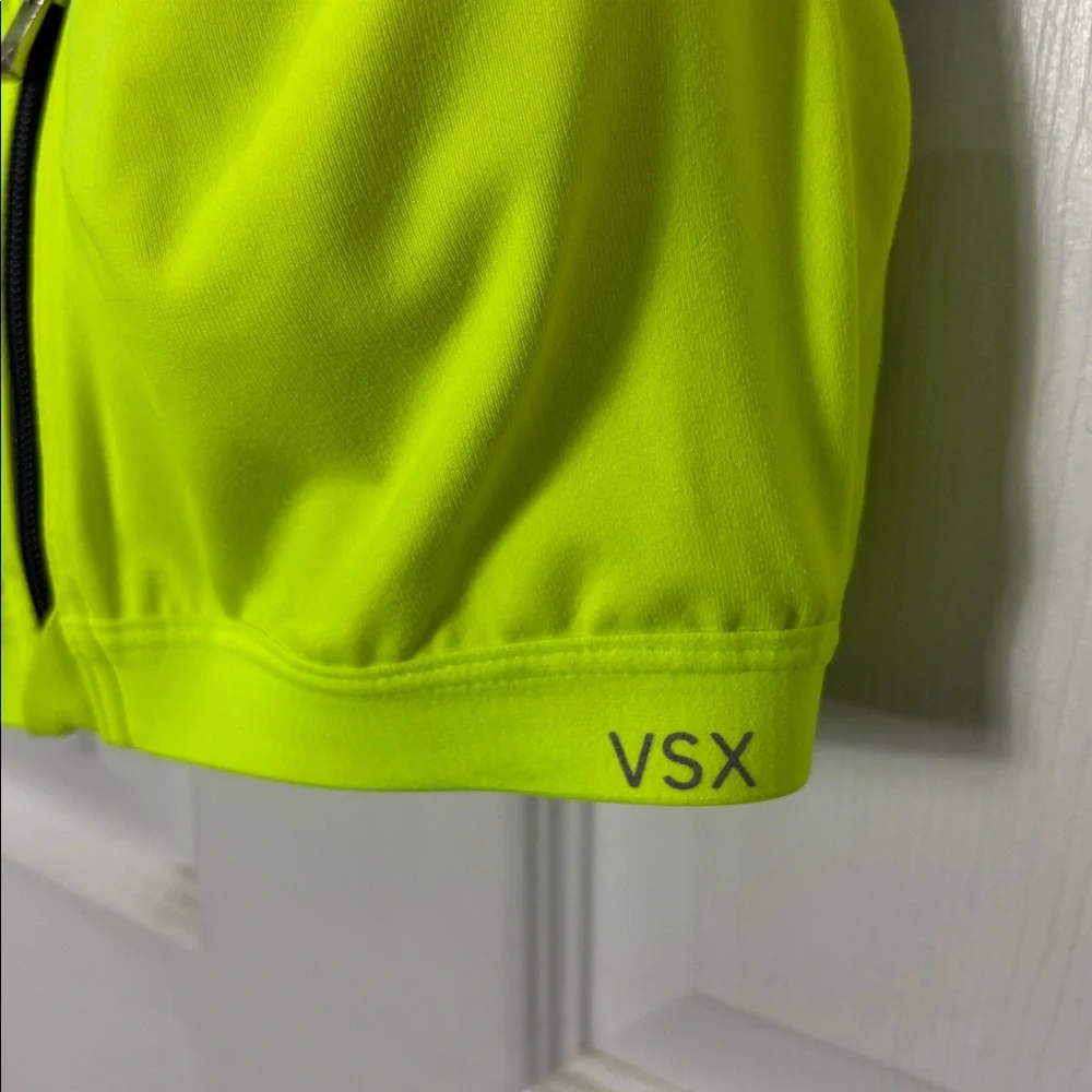 VSX SPORT Victoria’s Secret Reacerback zip front sports bra neon yellow size 36B